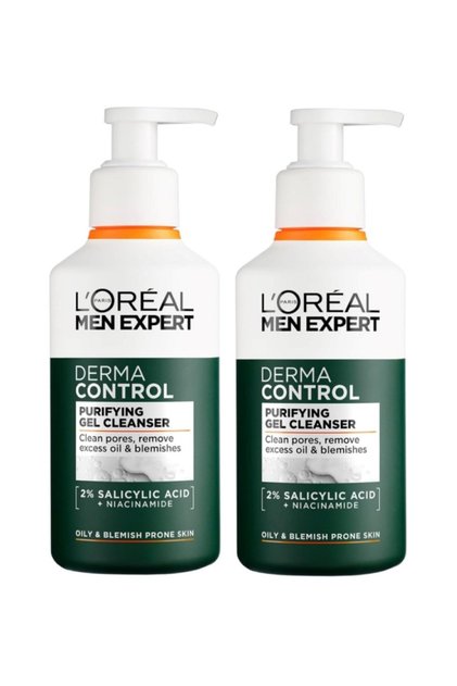 Derma Control Purifying Facial Cleansing Gel 260 ml – 2% Salicylic Acid + Niacinamide X 2 Pcs