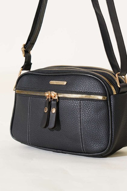 Women's 4 Compartment Faux Leather Medium Size Zipper Closure Handbag and Shoulder Bag