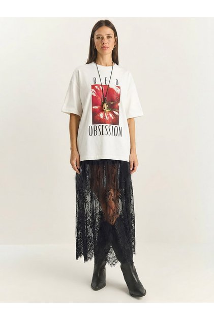 Women's Black Lace Detailed Layered Skirt 8017 60283948
