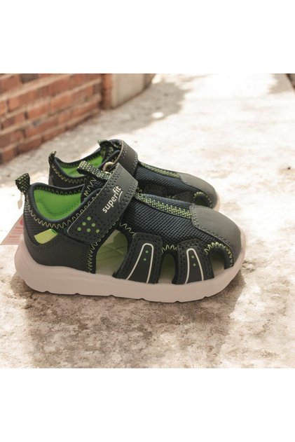 Boy's Closed Toe Breathable Fabric Velcro Sandals Navy Blue