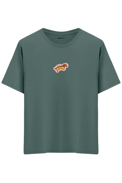 Hot Dog cu imprimeu guler rotund supradimensionat tricou