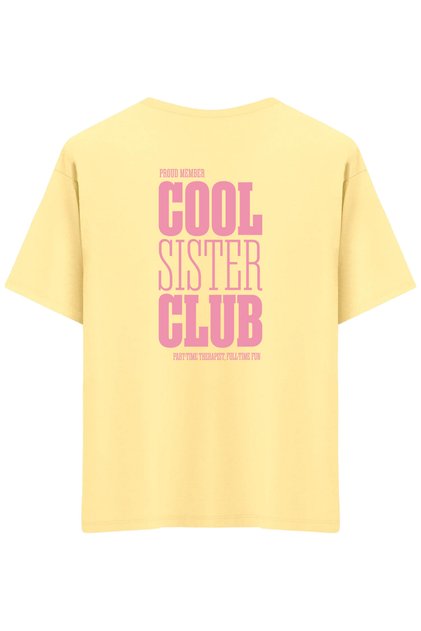Cool Sister Club Printed Crew Neck Oversized T-Shirt