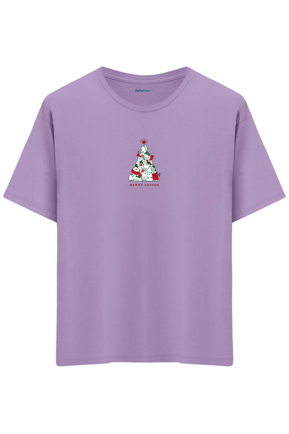 Catmas Printed Crew Neck Oversized T-Shirt