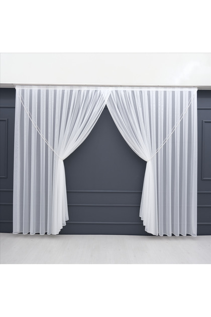 Double-Breasted Spor Sheer Curtain - Stylish, Wrinkle-Free, Modern Tulle Fabric - Off-White - Cordon Gifted with a Cordon Gift Bag