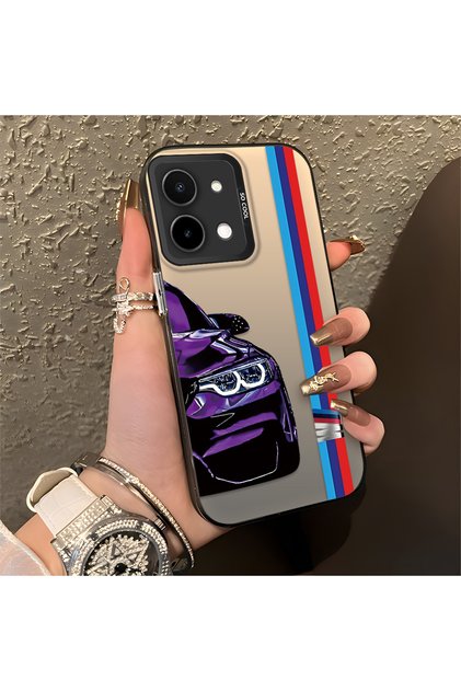 Vivo Y28 Compatible Bmw Patterned Silicone Edge Hard Back Anti-Fall Phone Case