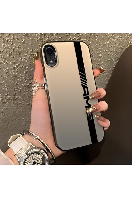 iPhone Xr Compatible Silicone Edge Hard Back Anti-Fall Phone Case Amg Patterned
