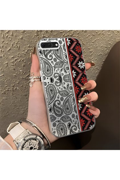 iPhone 8 Plus Compatible Kilim Rug Patterned Silicone Edge Hard Back Anti-Fall Phone Case