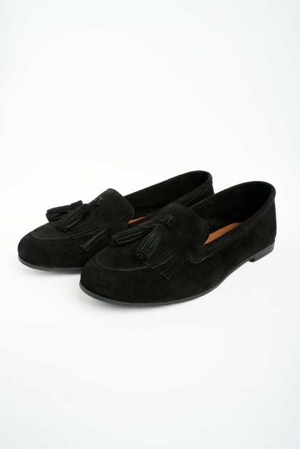 Women's Genuine Leather Tasseled Casual Stylish and Comfortable Ballet Flats