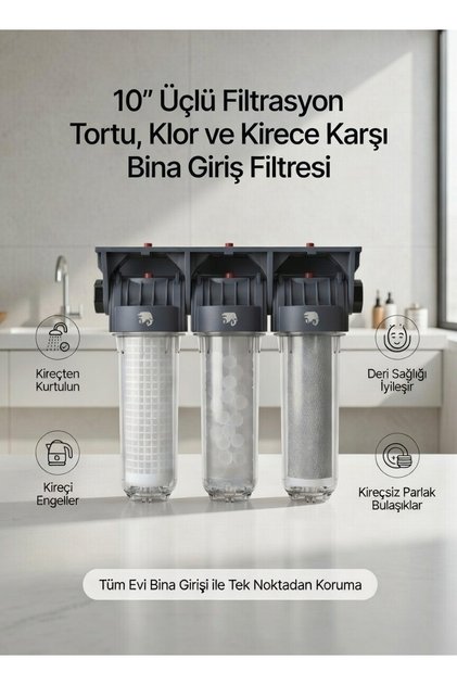 10” Bina Girişi (Ana Hat) Su Filtresi – Tortu, Klor ve Kireç Önleyici / Bina Giriş Filtrasyonu