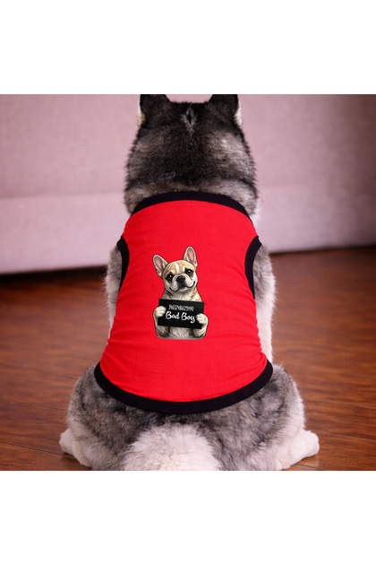 Red Wanted French Dog Tshirt Dog Apparel (100% Cotton Combed Cotton) Small and Large Breeds