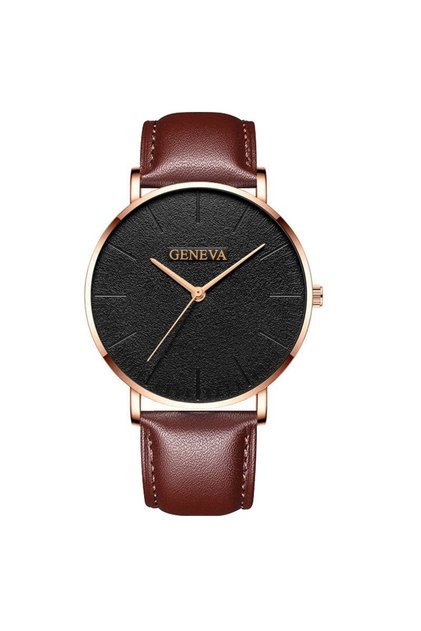 Men's watch with a luxurious leather strap and a modern, elegant design from Geneva