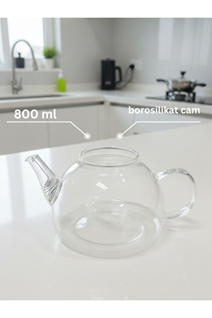 Düz Borosilikat Isıya Dayanıklı Cam Üst Demlik Kapaksız 800 ml 1 Adet