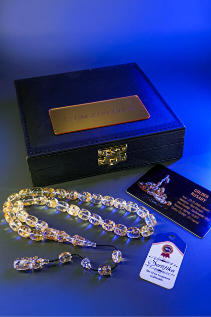 TESBİHSARAYI ALTINLI TESBİH-ALTIN PARÇACIKLI- GOLDEN ROSARY-DIŞINA