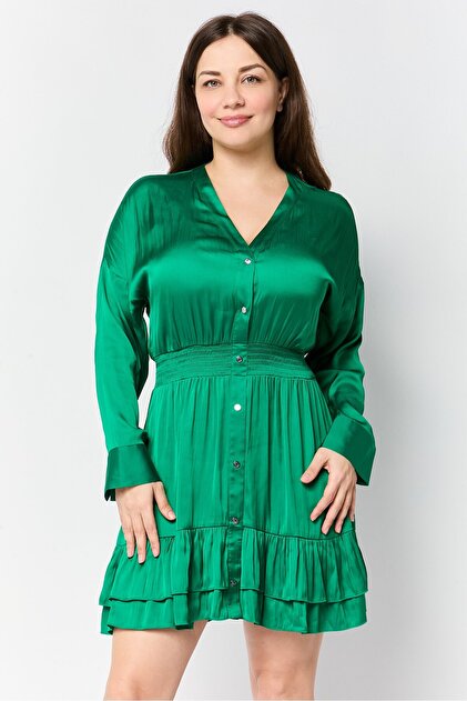 Maje Women Plain Mini Dress, Green- Trendyol Maje Women Plain Mini Dress, Green- Trendyol