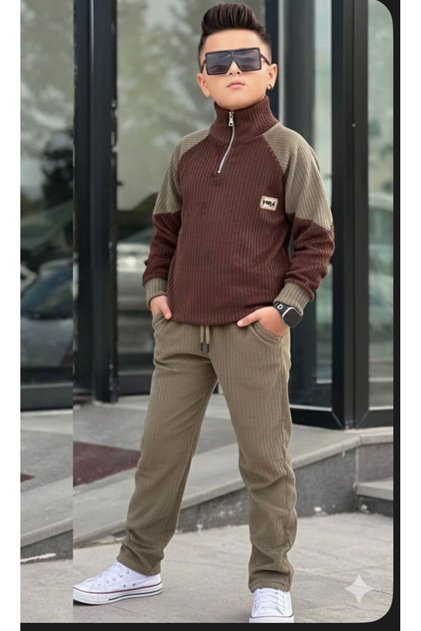 Garson boy erkek çocuk kadife Takım (bir beden küçük alınız)
