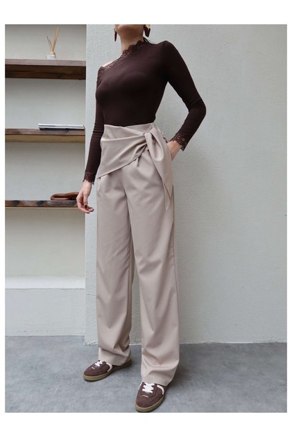 Fular Tie-Detail Fabric Trousers