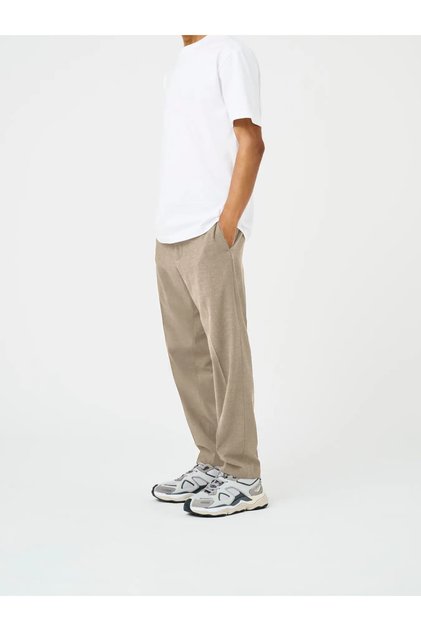 Men's Chino Side Ruched Cream Trousers - 22035160