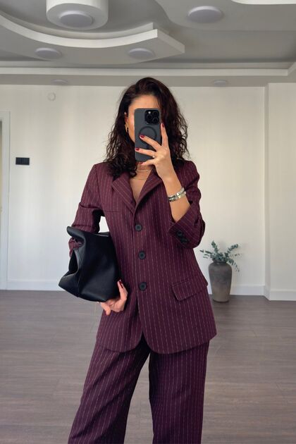 Çizgi Patterned Pant Blazer Premium Suit