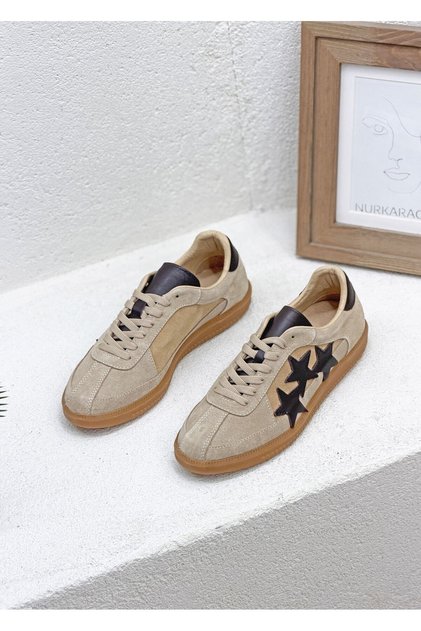 26Y-088 Yani Star Detailled Genuine De Leather Üz Flat Sole E Sneakers or Shoes for Women