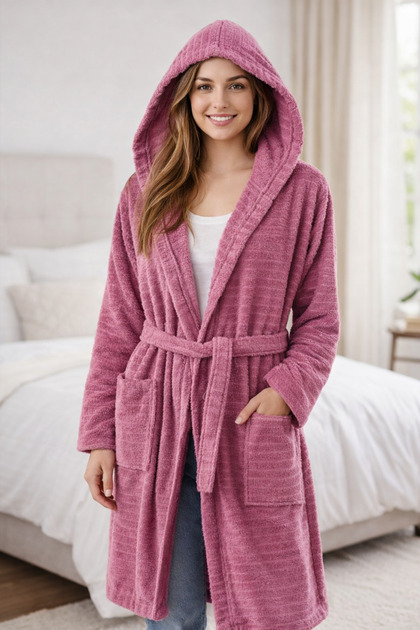 Women's Dressing Gown – Pack of Belt Pieces, Pocketed Colors, Soft Texture – Available in Large Sizes from Sm to 3XL