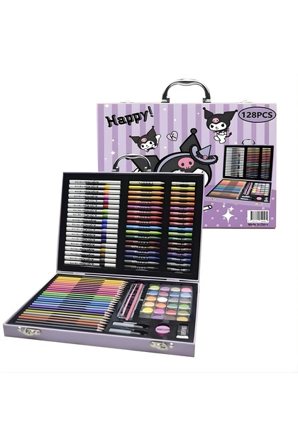 Premium Deluxe Art Set with Aluminum Case Drawing & Painting Kit for Kids 128 Pcs