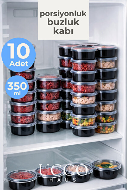 UCCO 10'lu 350 ml Kıyma Et Sos Kemik Suyu Sebze Saklama Kabı