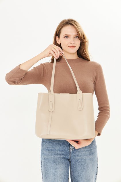 Leather Tote Bag with Bag Straps and Accessories Premium Quality Large Size (33X30) Women's Shoulder Bag