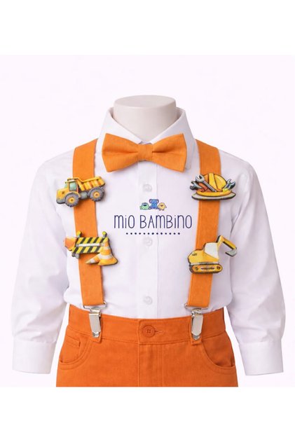 Construction Machinery Concept Boys' Bow Tie and Suspenders Set – Special Day Combination