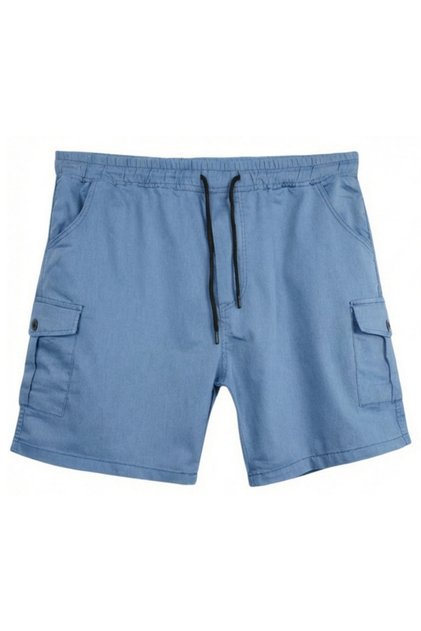 Men's Large Size K Cargo Pocket I Denim Shorts Suitable for 118-176 kg Light Blue