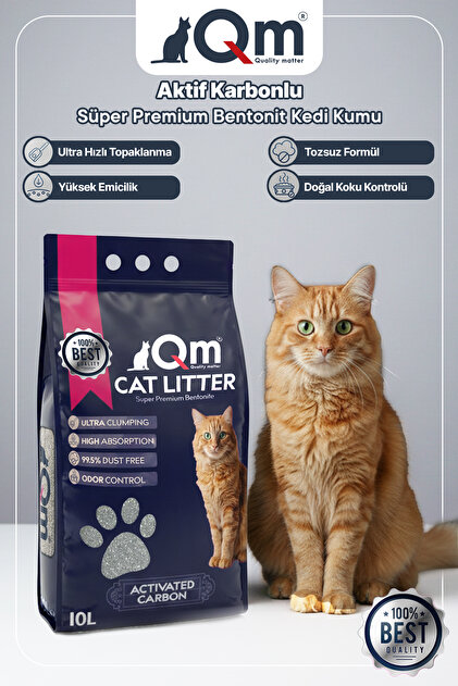 QM Qm Aktif Karbonlu Süper Premium Bentonit Kedi Kumu 10 L QM Qm Aktif Karbonlu Süper Premium Bentonit Kedi Kumu 10 L