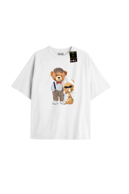 White Oversized T-Shirt Teddy Bear Bathrobe Special Design