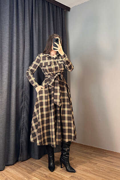 belted plaid shirt dress Plaid Shirt Dress made to measure from plaid woven in