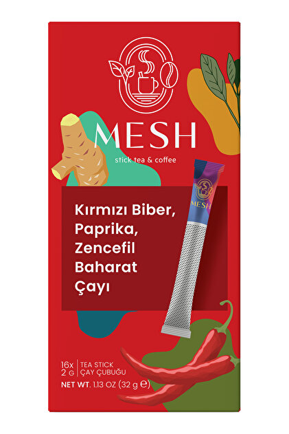 Mesh Stick Kırmızı Biber, Paprika, Zencefilli Baharat Çayı 16'lı