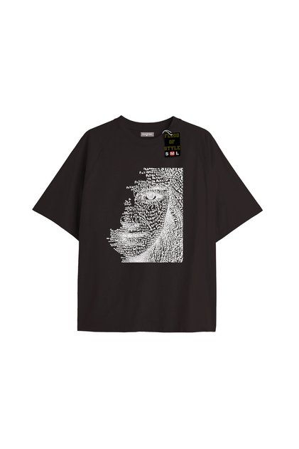 Black Oversized T-Shirt Half Face Custom Design