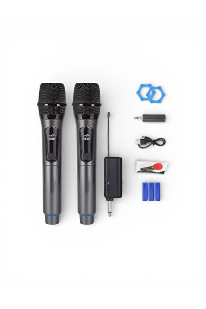 Bubitechh Profesyonel Çiftli Telsiz Mikrofon Seti UHF 50m Sahne