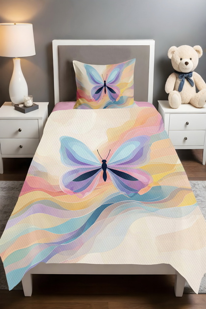 Elegant Butterfly Patterned Single Baby Kids Piqué Set