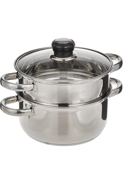 2 Layer Stainless Steel Steamer Set 20 cm Jy-174/20 Silver