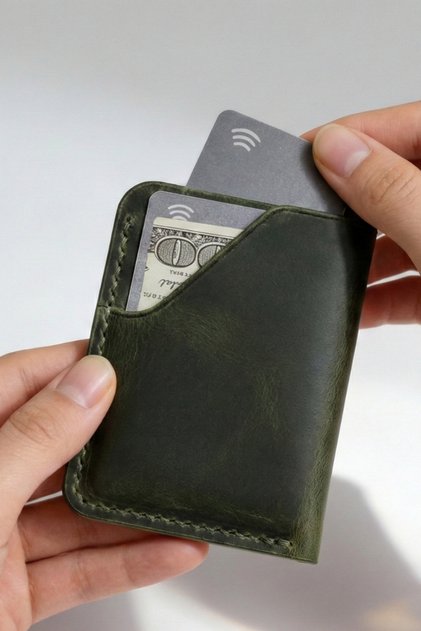 100% Real Leather Handmade Genuine Leather Card Holder Italian Sewing Premium Genuine Leather K Compact Card Holder