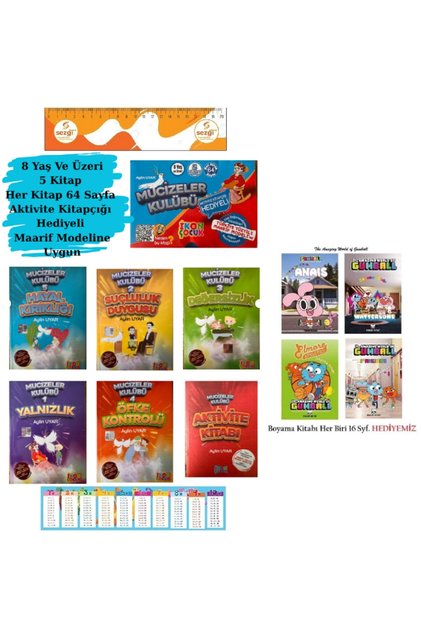 Pruva İkon Çocuk Mucizeler Külübü Grade 3 and 4 Reading Story Book Set with 4 Licensed Coloring Books
