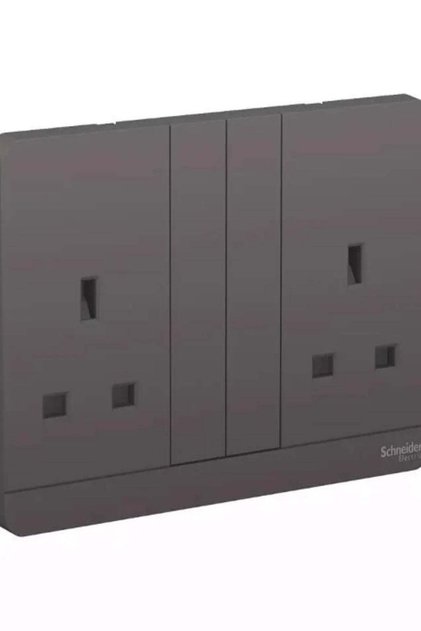 AvatarOn, 2 switched socket, 3P, 13 A, 250 V, Dark Grey
