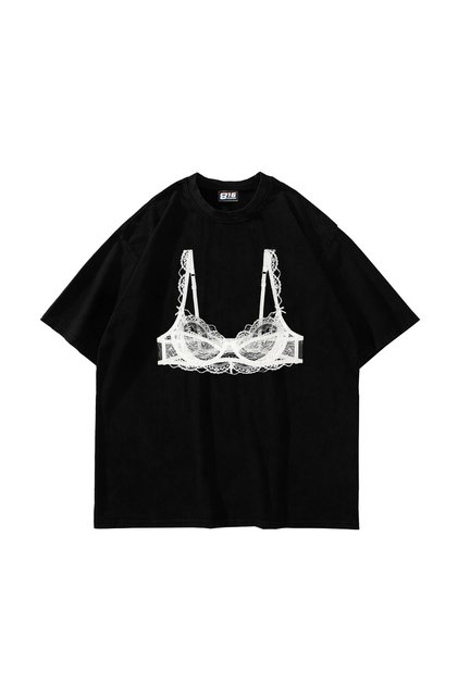 Black Bra Printed Oversize Unisex Black Tshirt