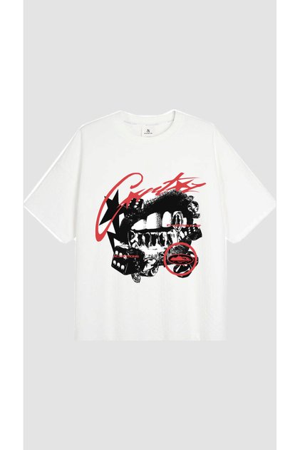 White Corteiz Grillz Printed Oversized T-Shirt