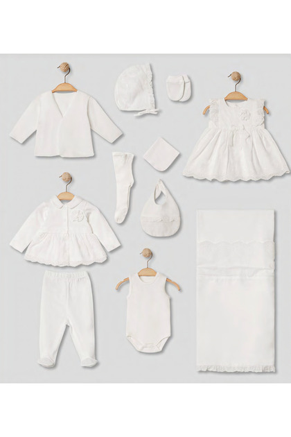 Lace Detailed 10-Piece Baby Girl Hospital Discharge Set