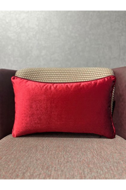 Exclusive Imported Atlas Red Color Cushion Cover 30X50 cm Rectangular