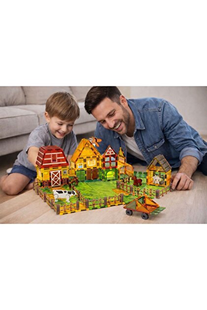 ZİVENTA Magnetic Tiles 76 Parça Manyetik Blok Çiftlik Seti Eğitici