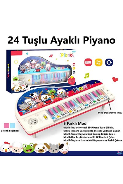 ペット　ピアノ Brother Toys 24 Tuşlu Ayaklı Piyano Hayvan Sesli Işıklı Müzikli