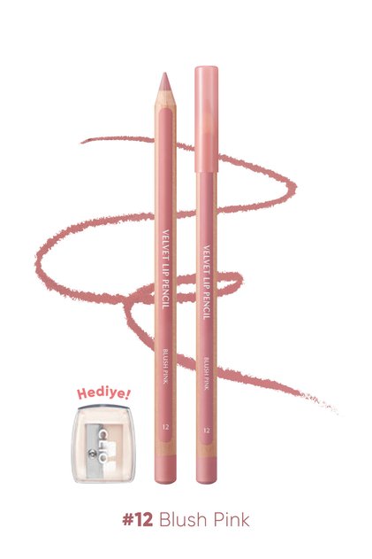 Kremsi Formüle Sahip Dudak Kalemi ve Kalemtıraş Seti Velvet Lip Pencil Set 12 Blush Pink