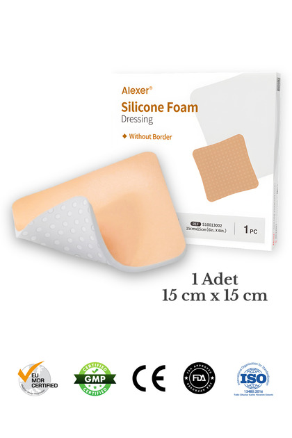 Silikon Köpük Çok Katmanlı Steril Yara Örtüsü 15x15cm