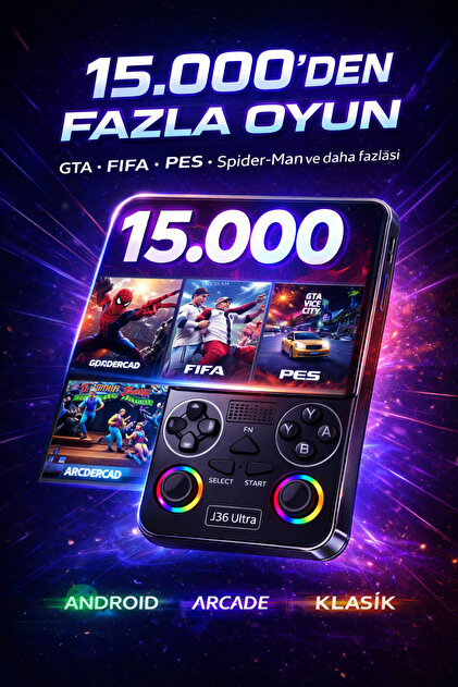 Weskam J36 Ultra Android Retro Oyun Konsolu 15.000+ Konsol Oyunu
