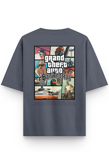 95%off⁈★美品★希少NICOLAS ANDREAS STAHLSuit Overoz Gta San Andreas Sırt Baskılı Yarı Oversize Kırmızı T-shirt